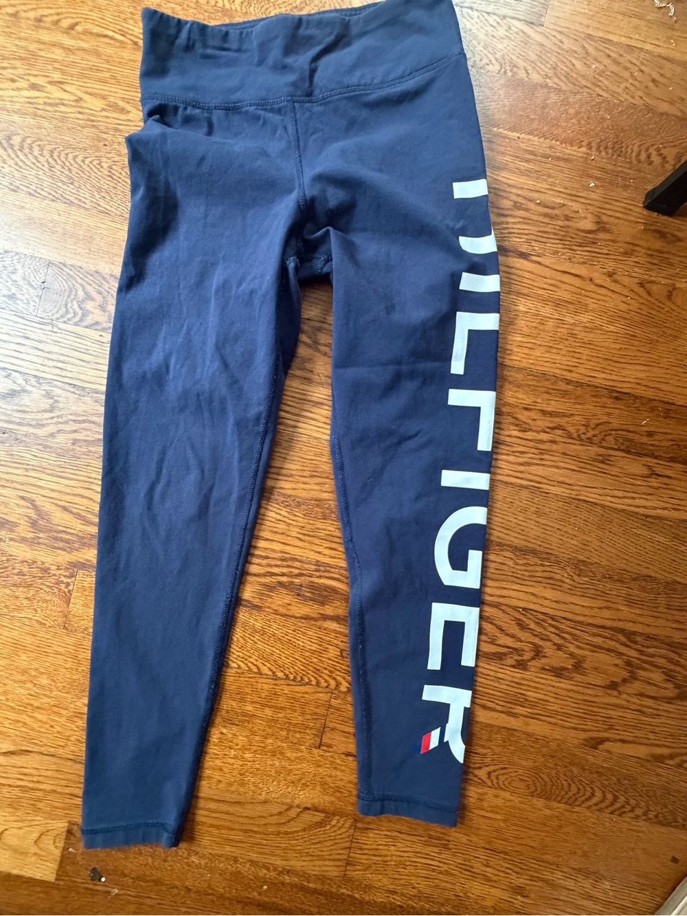 Tommy Hilfiger Navy Athletic Logo Leggings with White Stripes
